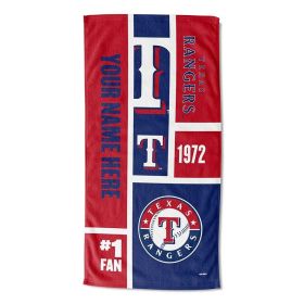 [Personalization Only] OFFICIAL MLB Colorblock Beach Towel - Rangers
