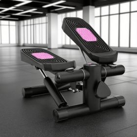 Mini Stepper With Resistance Bands And Adjustable Height For Exercise At Home (Color: Black)